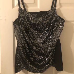 Lane Bryant Black and Silver Sequin Camisole